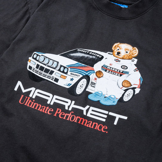 Market Studios Ultimate Rally Bear White Car T-Shirt "Washed Black"